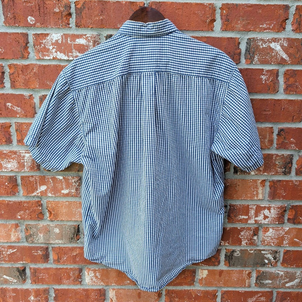 Alexander Julian Colours Shirt Mens L Blue Gingham Short Sleeve Button Down - Picture 3 of 6